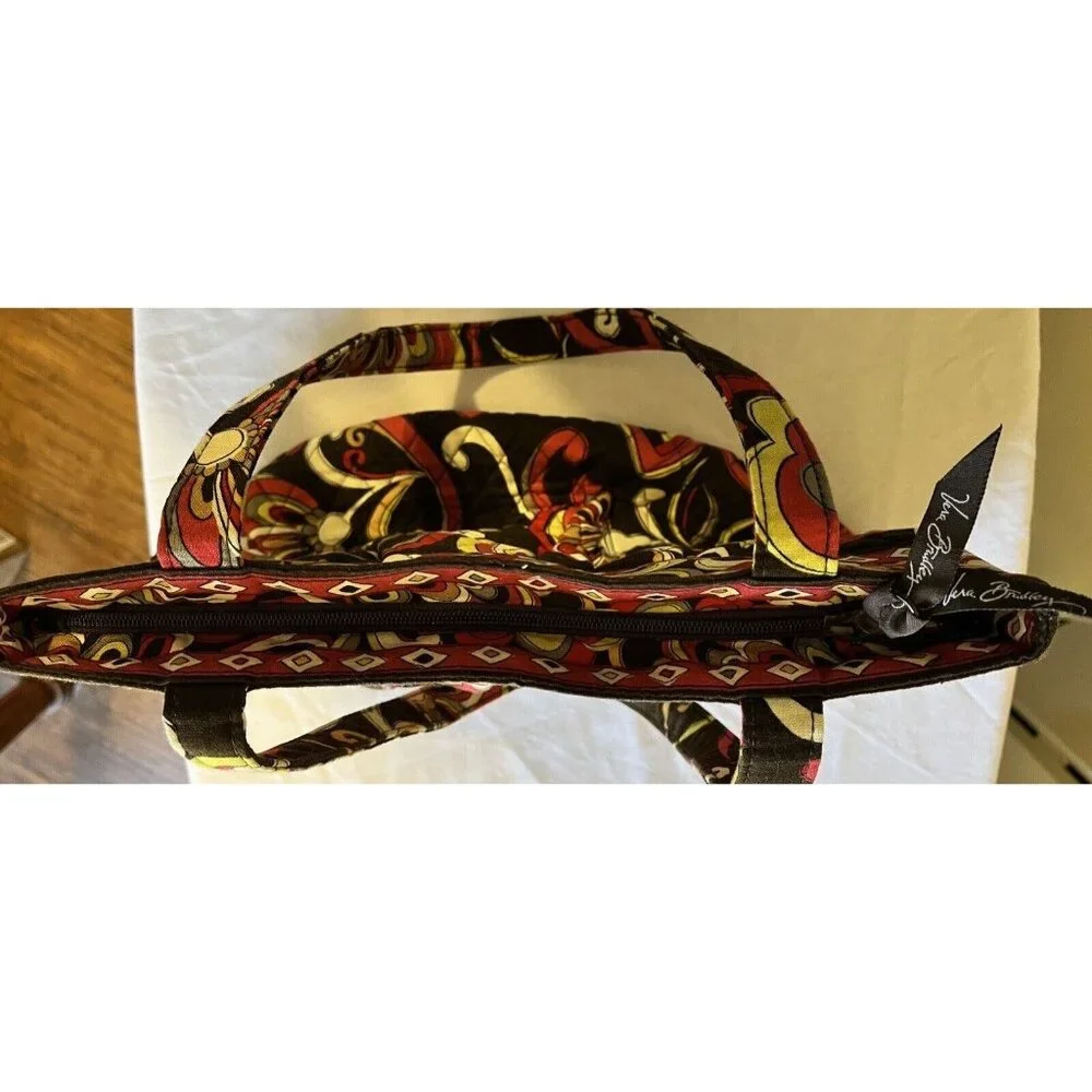Retired Brown Yellow Red Floral Vera Bradley Pucini Handbag Purse HOBO Bag NWOT